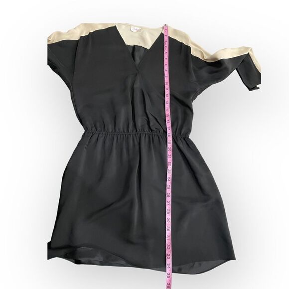 Parker Silk Colorblock Faux Wrap Blouson Mini Dress - Picture 7 of 9